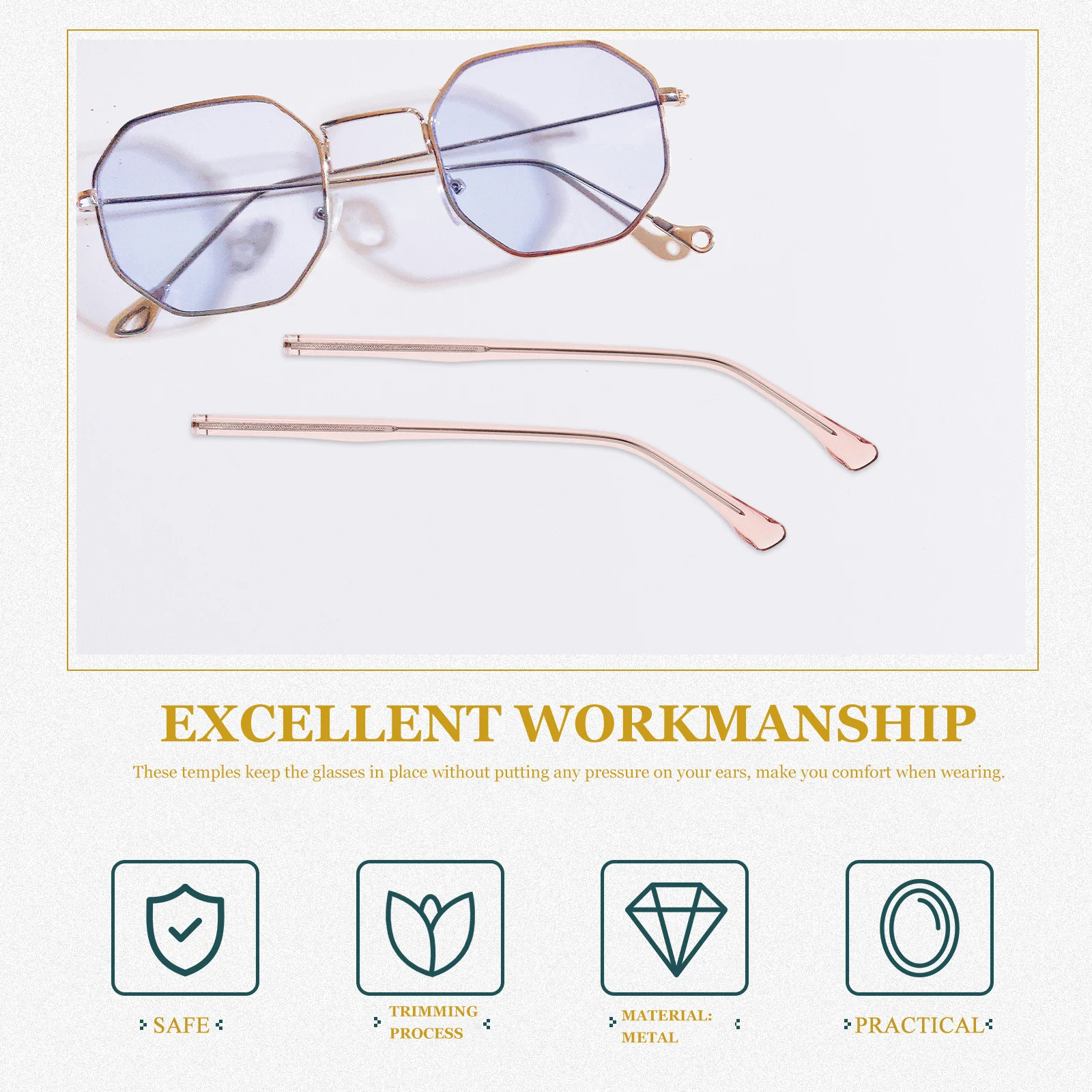 

1Pair Metal Eyeglasses Parts Replacement Durable Universal Fit for Sunglasses Reading Myopia Glasses No Ear Pressure