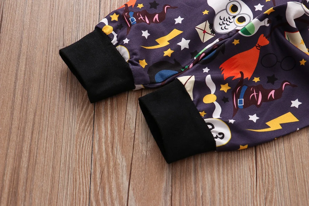 3PCS Newborn Baby Clothes Set 2024 Halloween Little Wizard Letter Printed Romper+Pants+Hat