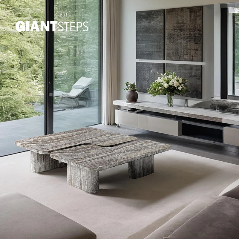 Natural Marble Coffee Table Living Room Modern Light Luxury High-end Home Creative Coffee Table Set