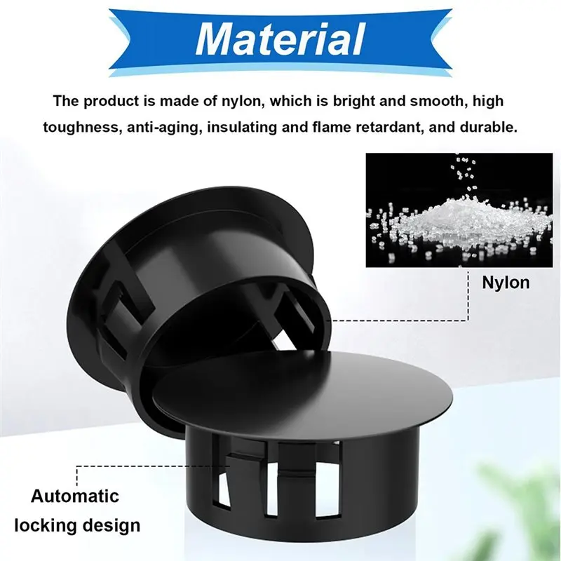 AFOURT-Furniture Cabinet Insert End Caps 135Pcs 8 Sizes Nylon Plastic Hole Plugs Round Drill Hole, Industrial Hardware& Plugs