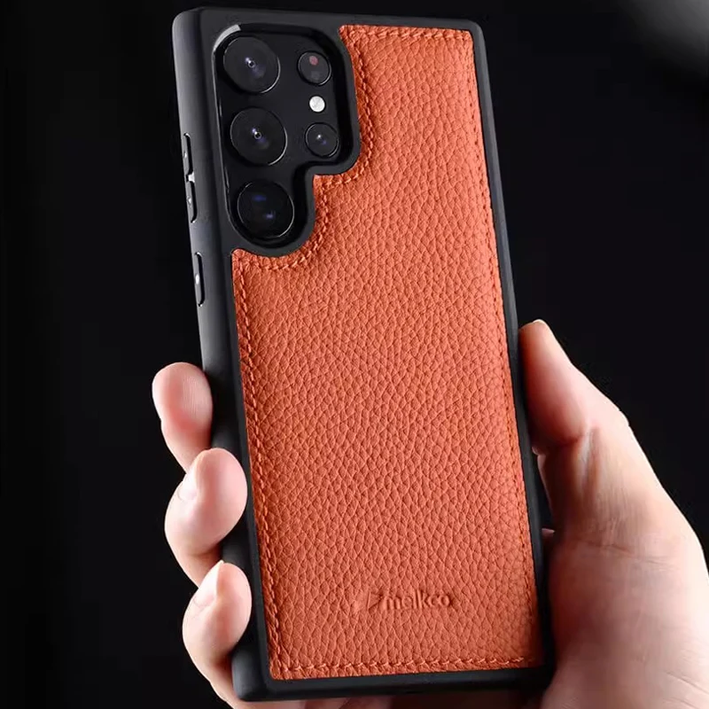 

Melkco 8 Colors Full Grain Cowhide Leather Case For Samsung Galaxy S26 Ultra S23 S24 Plus S25U Premium Real Leather Back Cover
