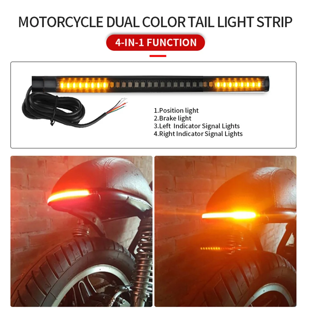 

32LED Motorcycle Brake Turn Signal Indicator Bi-Color Tail Light Bar Modified Brake Tail Light Improve Driving Safety