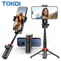 TOKQI F07 Mini Portable Selfie Stick One-Touch Pop-Up Tripod Cellphone Holde for Moible Phone Shoot with Zoom Bluetooth Remote