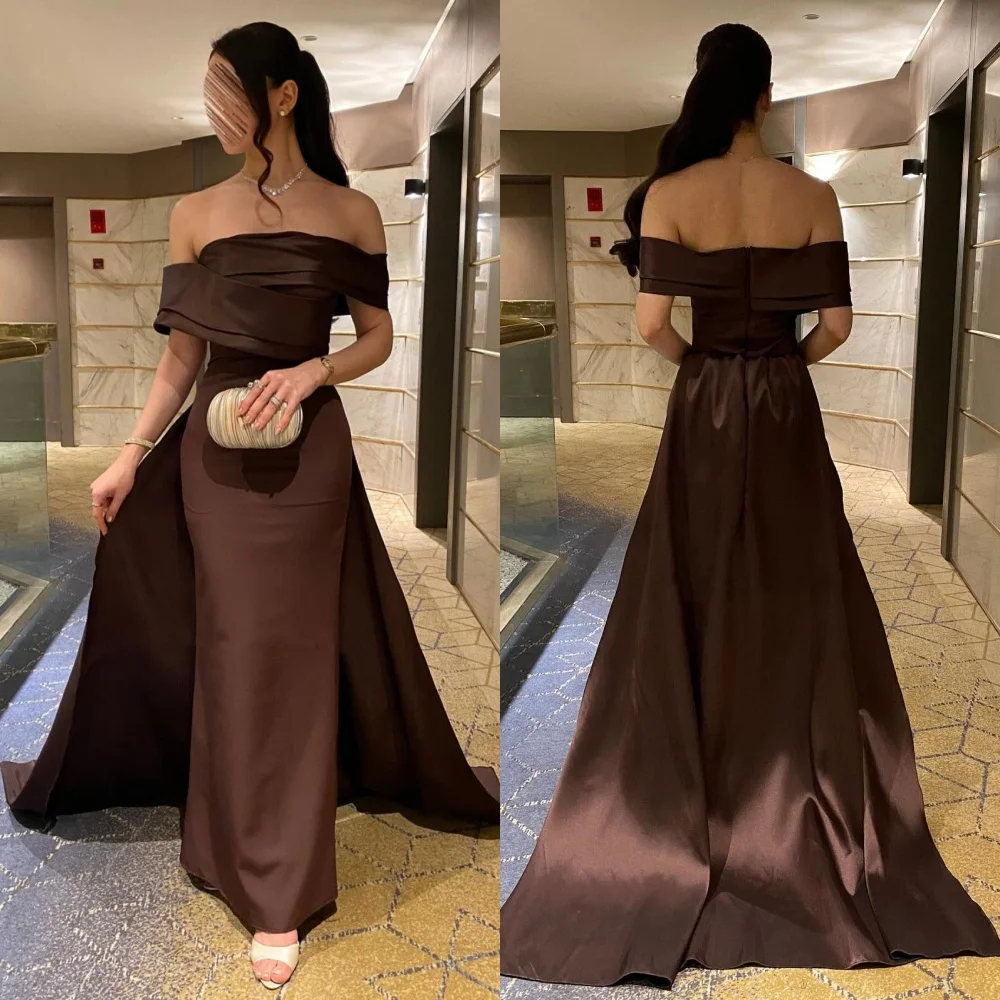

Customized Pleat Off-the-shoulder Trumpet Long Dresses Bespoke Occasion Woman Elegant Party Wedding High Quality Simple