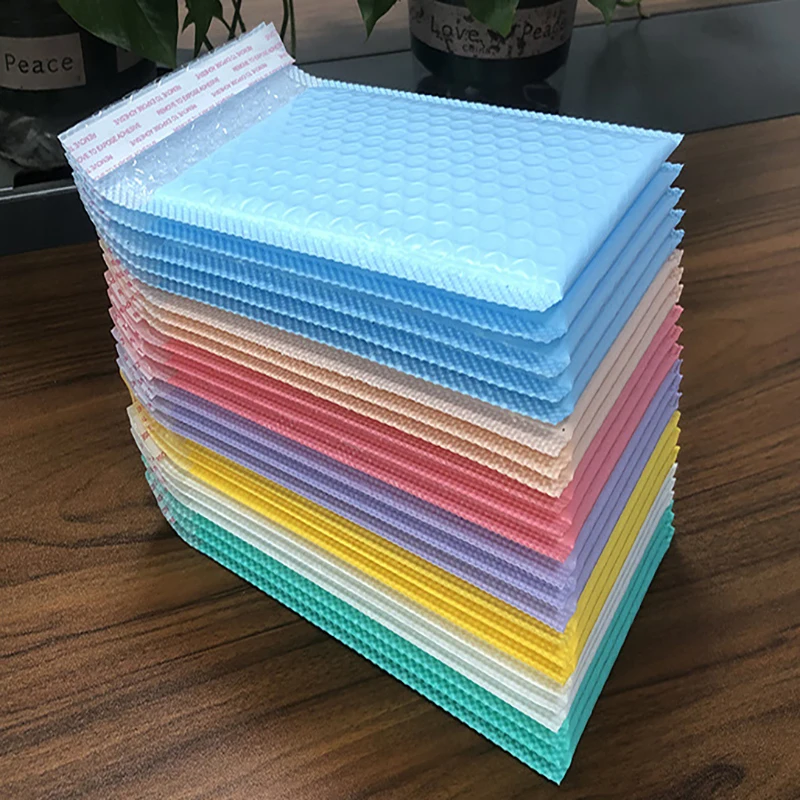 Sky Blue Poly Bubble Mailers Self-Adhesive Tear Resistant Mailing Envelopes Multi Size E-commerce Packaging Bags-50Pcs
