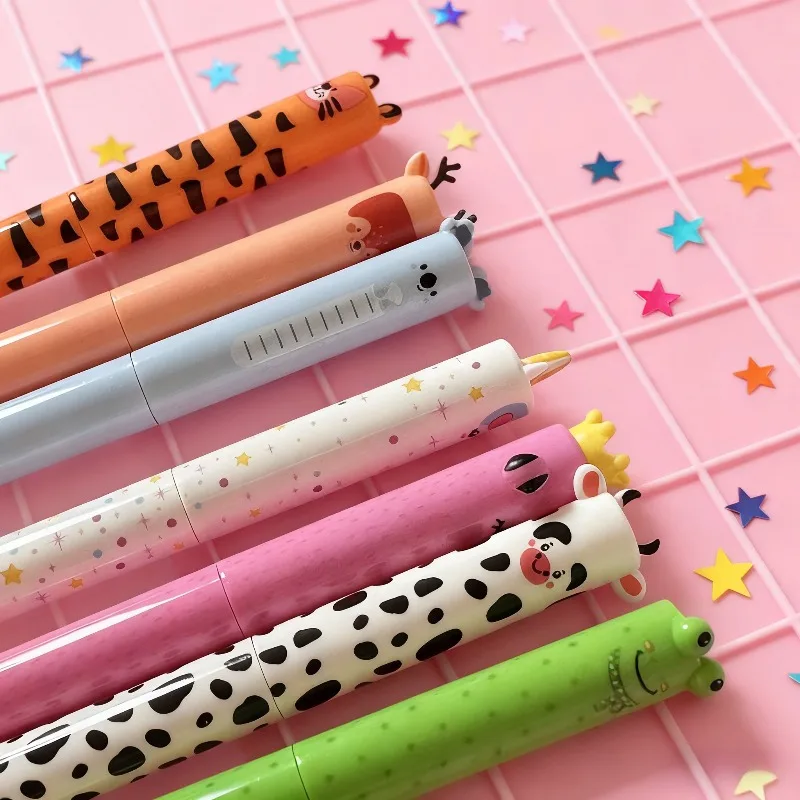

9Pcs Cartoon Animal Gel Pens，Cute Tiger/Deer/Frog Themed Writing Pens, Fun Stationery for Kids School Office, Colorful Smooth