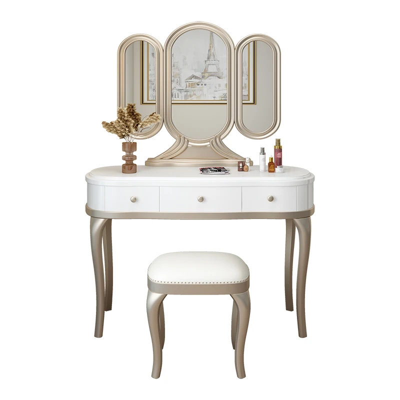 Luxury Mirror Dressing Table Design Drawer Nordic Dressing Table Aesthetic Girls Makeup Penteadeira De Maquiagem Home Furniture