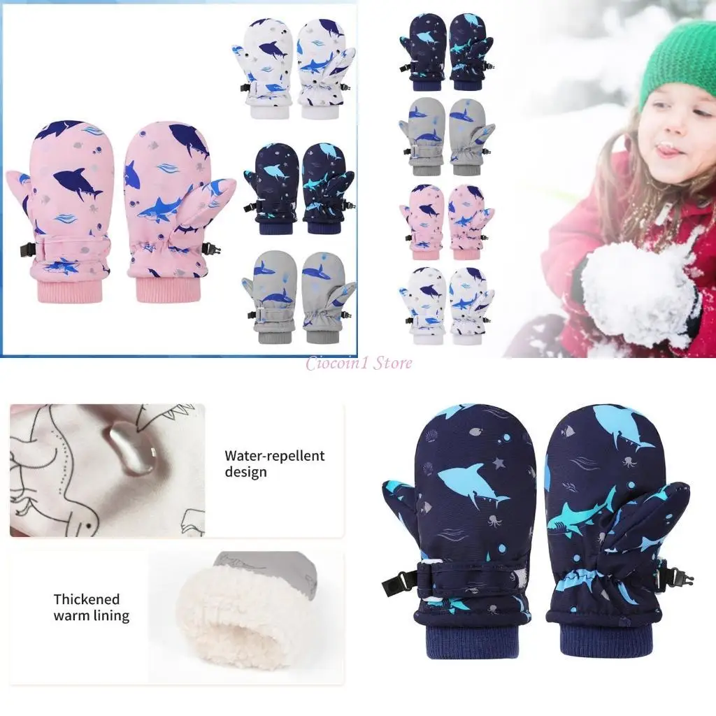 

Y1UB Ski Gloves Printed Whale Pattern Mittens Ice Skating Gloves Warm Snow Gloves