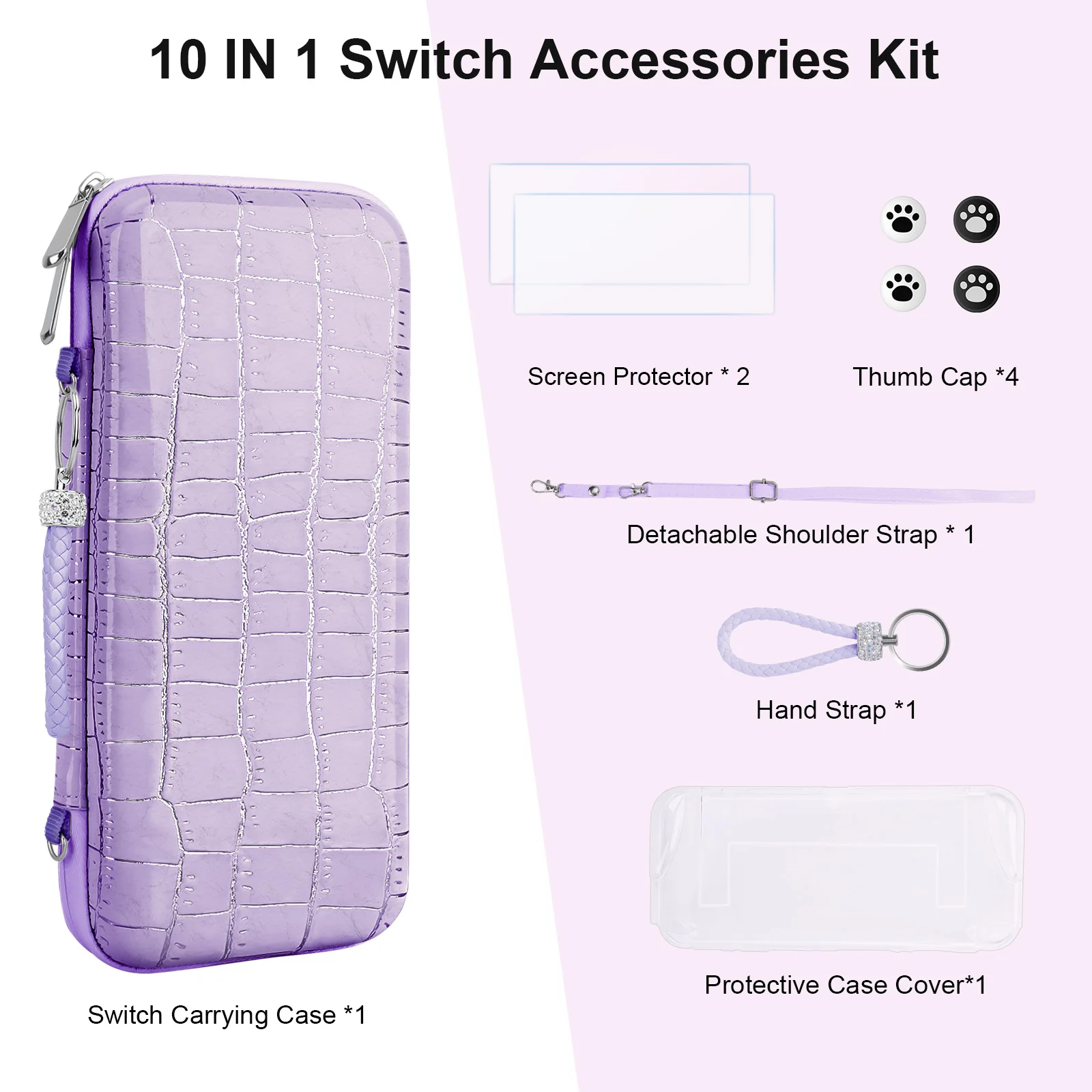 Портативная дорожная сумка, подходящая для Nintendo Switch, комплект защитных аксессуаров с OLED, защитным чехлом для экрана и 4 колпачками для клавиш