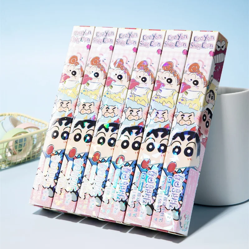

6/24pcs Crayon Shin-Kawaii Neutral Pen Kawaii Good Night Series 0.5 Student Writing Smooth Black Press Sign Pen Stationery Gift