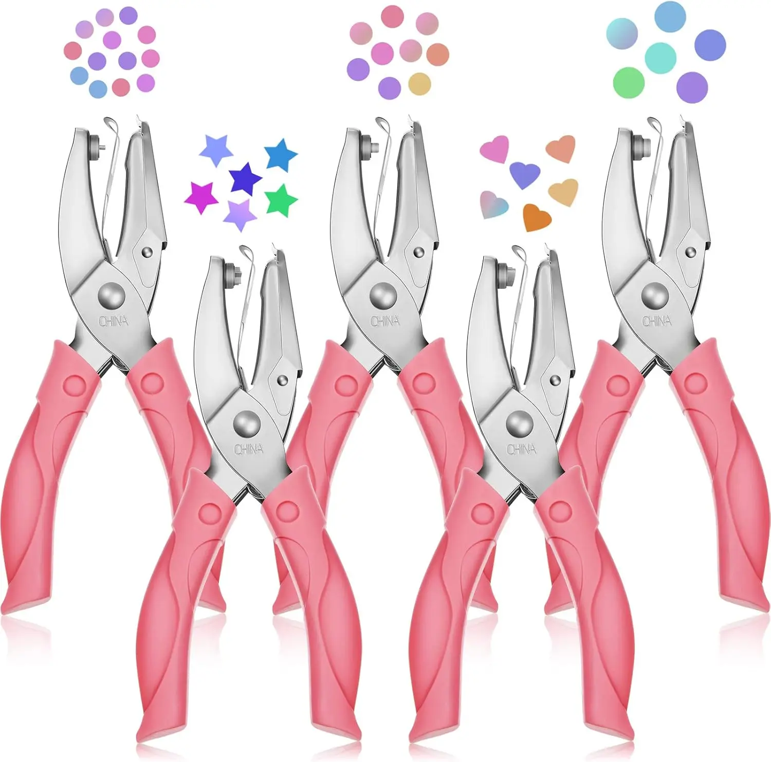 Handheld Hole Paper Punch Metal Single Heart and Star Shapes Small Hole Punch Puncher for DIY Craft Tags Clothing Ticket Tool