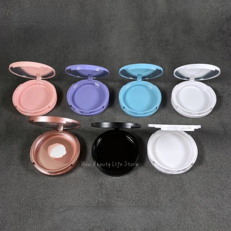 Round Compact Powder Box Empty Distribution Tray Eyelash Packaging Box Single and Double Layer Powder Puff Eyeshadow Case