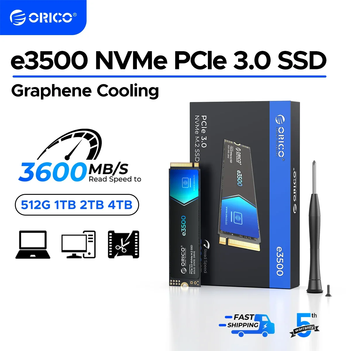 

ORICO M.2 NVMe SSD 1TB PCIe3.0 3500MB/s 2280 PCIe Gen3x4 NVMe Internal Solid State Drive for Laptop/Desktop 3D NAND 5 Yeas