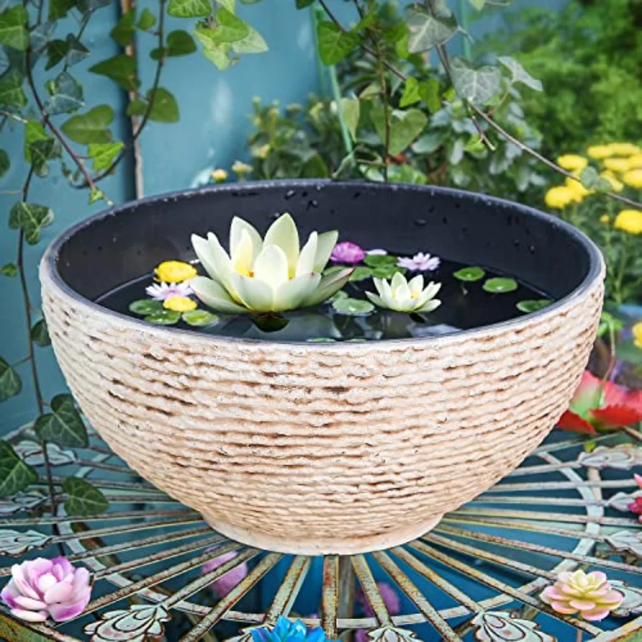 

Large Garden Bowl Planter Water Plant Pot Miniature Landscaping Succulent Planter 15.6 Inch Marble Texture Water Lily Pots Smal