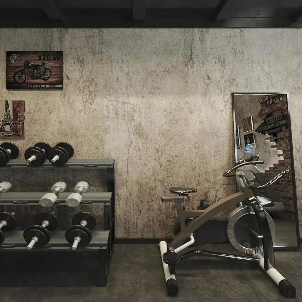 Papel de parede à prova d'água texturizado de concreto cinza, 24 x 708 polegadas, acabamento fosco para decoração de paredes interiores