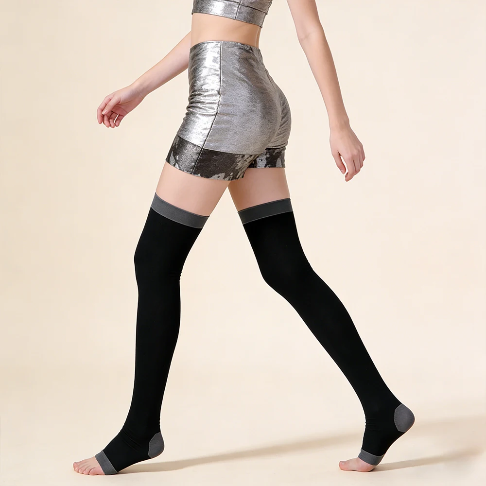 Firm Compression Socks for Women, 420D High Waist Slimming Leg Shaper, Tummy Control Thigh High Stockings for Beauty & Shaping view 3