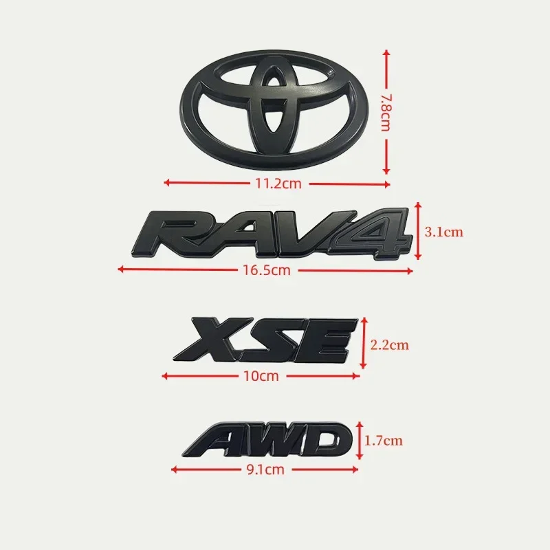 4PCS Matte Black ABS OVERLAY logo Emblem for 2019 - 2024 TOYOTA RAV4 XLE XLE LIMITED EMBLEM KIT Trunk sign sticker car accessory view 3