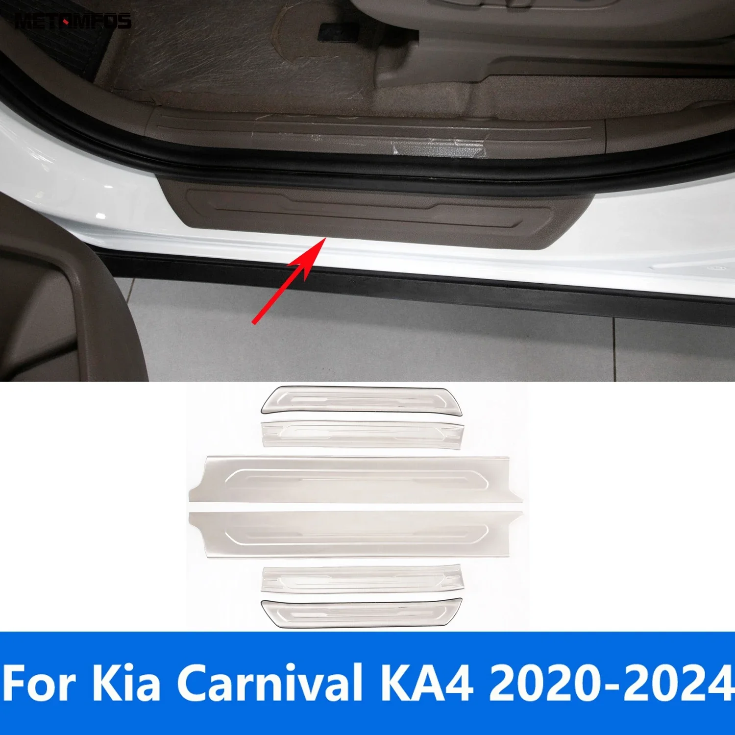 

For Kia Carnival KA4 2020 2021 2022 2023 2024 Exterior Door Sill Scuff Plate Welcome Pedal Entry Guard Accessories Car Styling