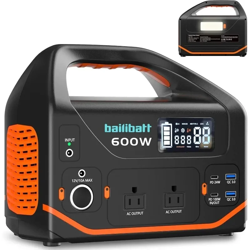 Portable Power Station 600W,293Wh Portable Generator for Home Use, Quiet Generator for Camping Travel Emergency CPAP Survival