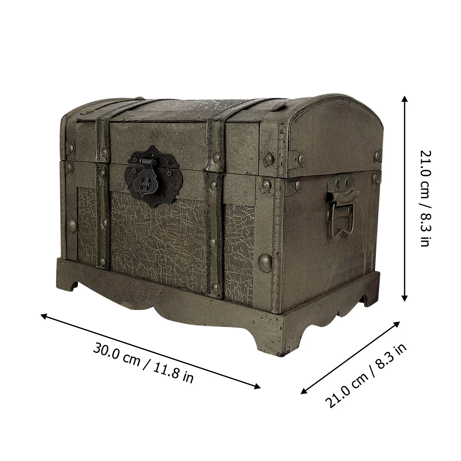 Vintage Wooden Pirate Treasure Chest Storage Box with Lock Retro Jewelry Trinket Storage Collectibles Organizer Home Decor Gift view 3
