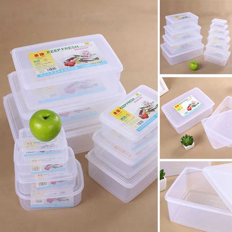 Multifunction Transparent Sealed Crisper Set Plastic Moistureproof Food Storage Box Kitchen Containers With Logo