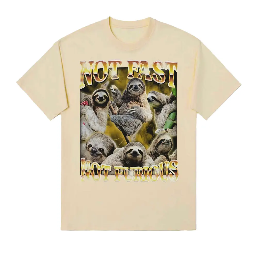 ليست سريعة وليست غاضب مضحك الكسل 2025 الصيف 100% القطن الطباعة تي شيرت ملابس للرجال الجرافيك ميمي للجنسين جودة عالية Y2K #5