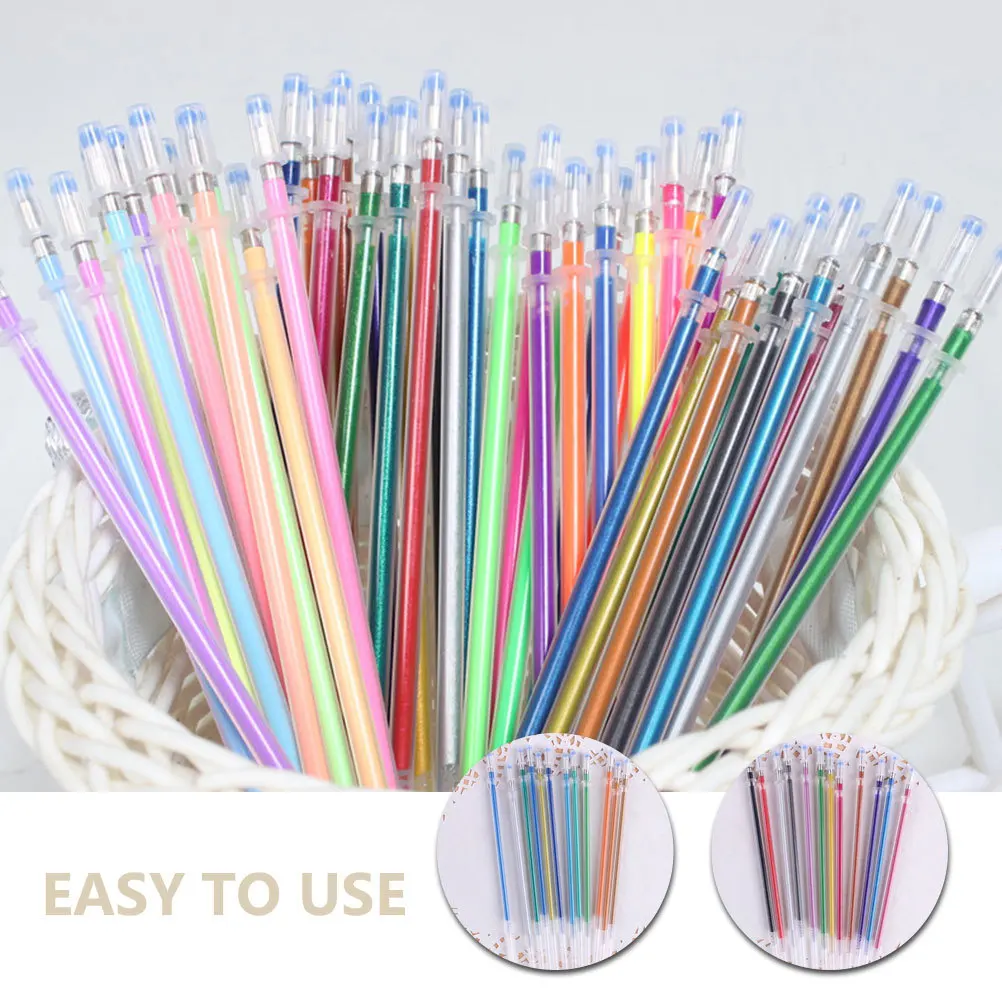 

48pcs Colorful Gel Pen Refills Smooth Writing Ink Refill For Study Office Use Fine Tip Neutral Pens Glitter Pens For Adults