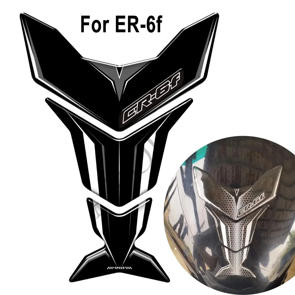 แผ่นกันกระแทกถังน้ำมันมอเตอร์ไซค์สำหรับ Kawasaki ER-6f Ninja ER6f ER 6f 3D อีพ็อกซี่เรซิ่น กันลื่น ป้องกันรอยขีดข่วน