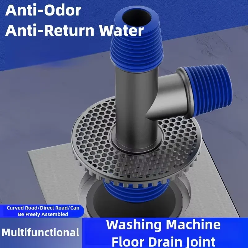 Multi Functional Floor Drain Downcomer Washing Machine Floor Drain Tee Connector Kitchen Sink Drainage Pipe Floor Anti-odour