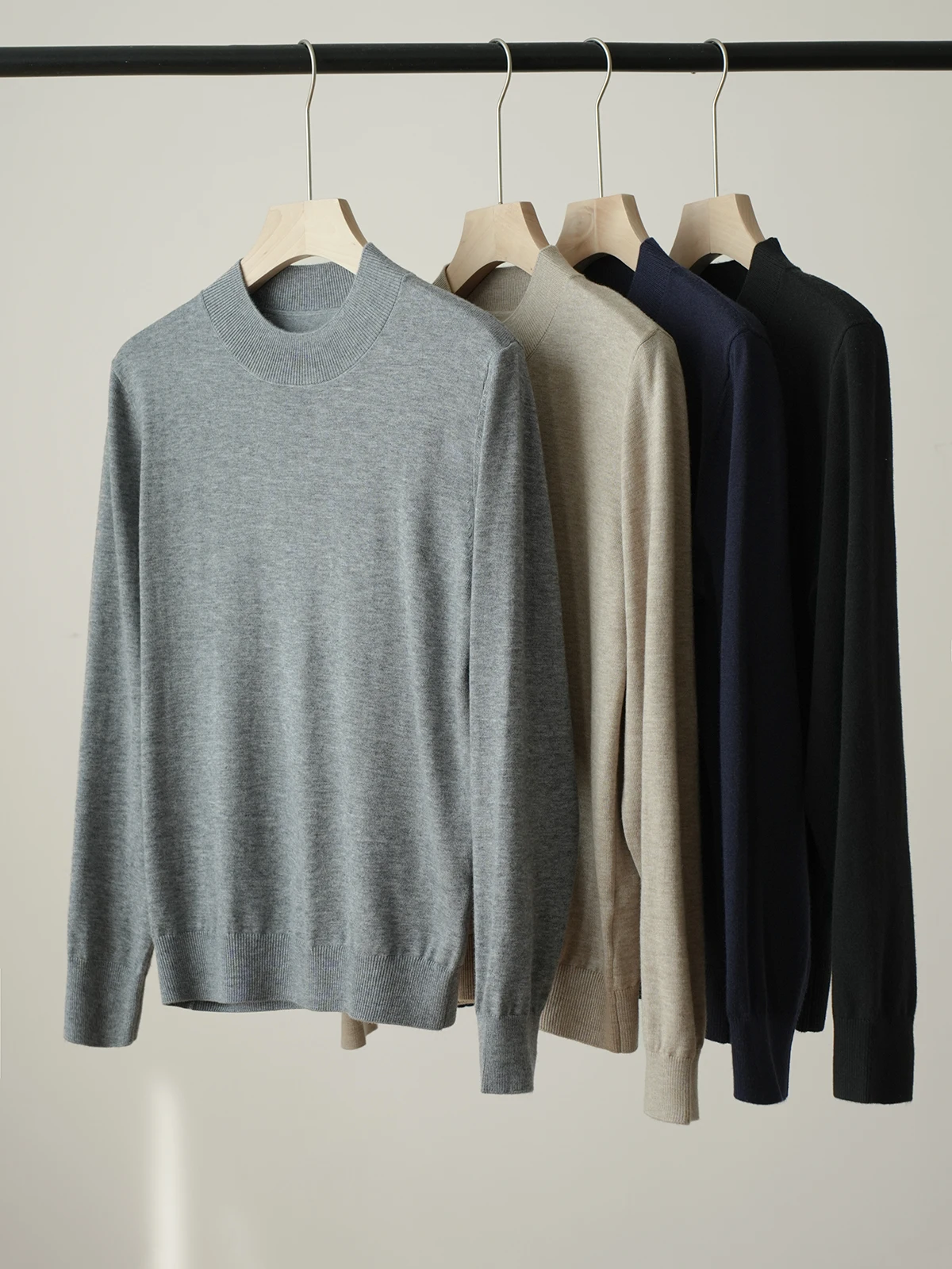 

Мужской вязаный свитер из 30% шерсти, базовый, однотонный, теплый, зимний, повседневный, с длинным рукавом, круглый вырез