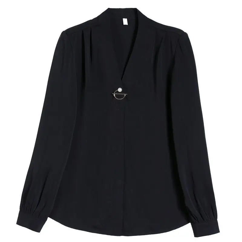 Abbigliamento da lavoro lungo in chiffon Sve V-Ne da donna Base irt Primavera Autunno Nuovo coreano Sle Versatile abbigliamento professionale di grandi dimensioni