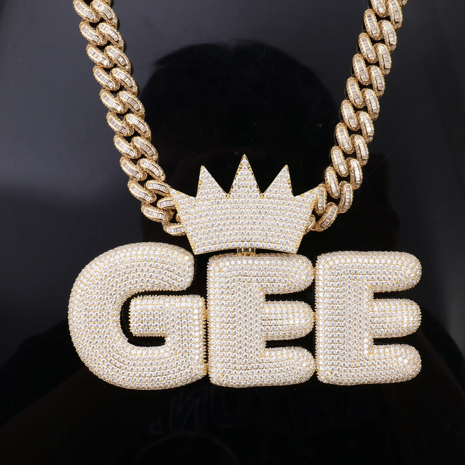 بروفانس رسالة قلادة للرجال مويسانيتي الهيب هوب تاج المعلقات للرجل ميامي روك مخصص الأزياء والمجوهرات #4