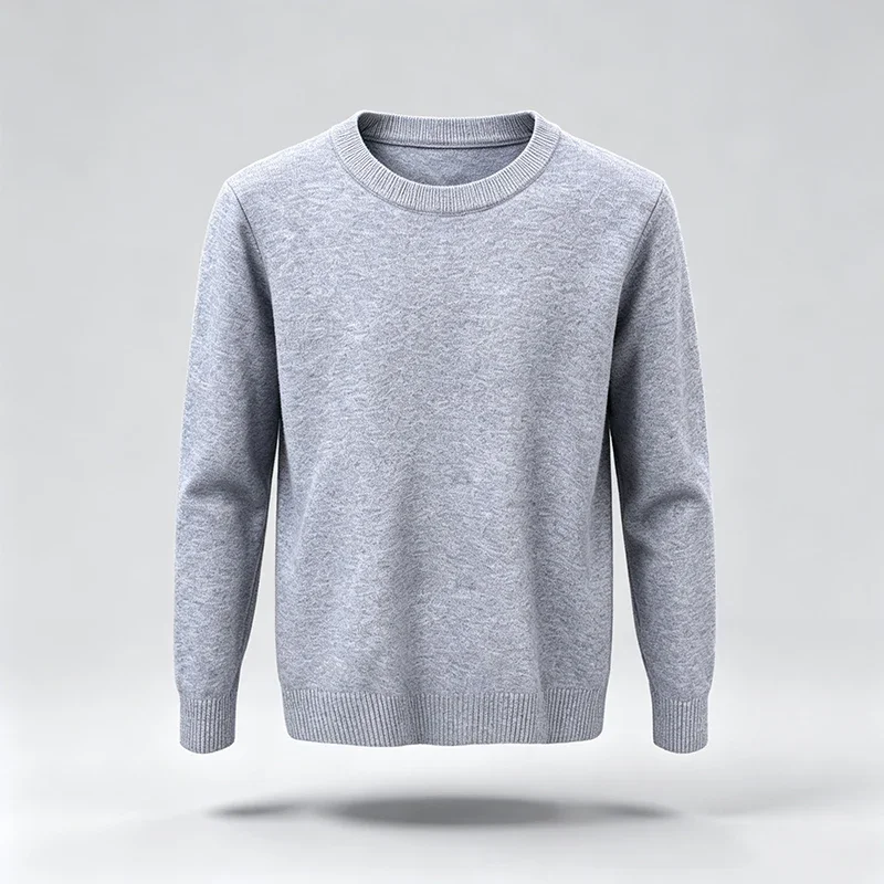 Men Crew Neck Knit Sweater Long Sleeve Ribbed Cuff and Hem Regular Fit Soft Warm Knitted Fabric Basic Casual Daily Pullover Top
