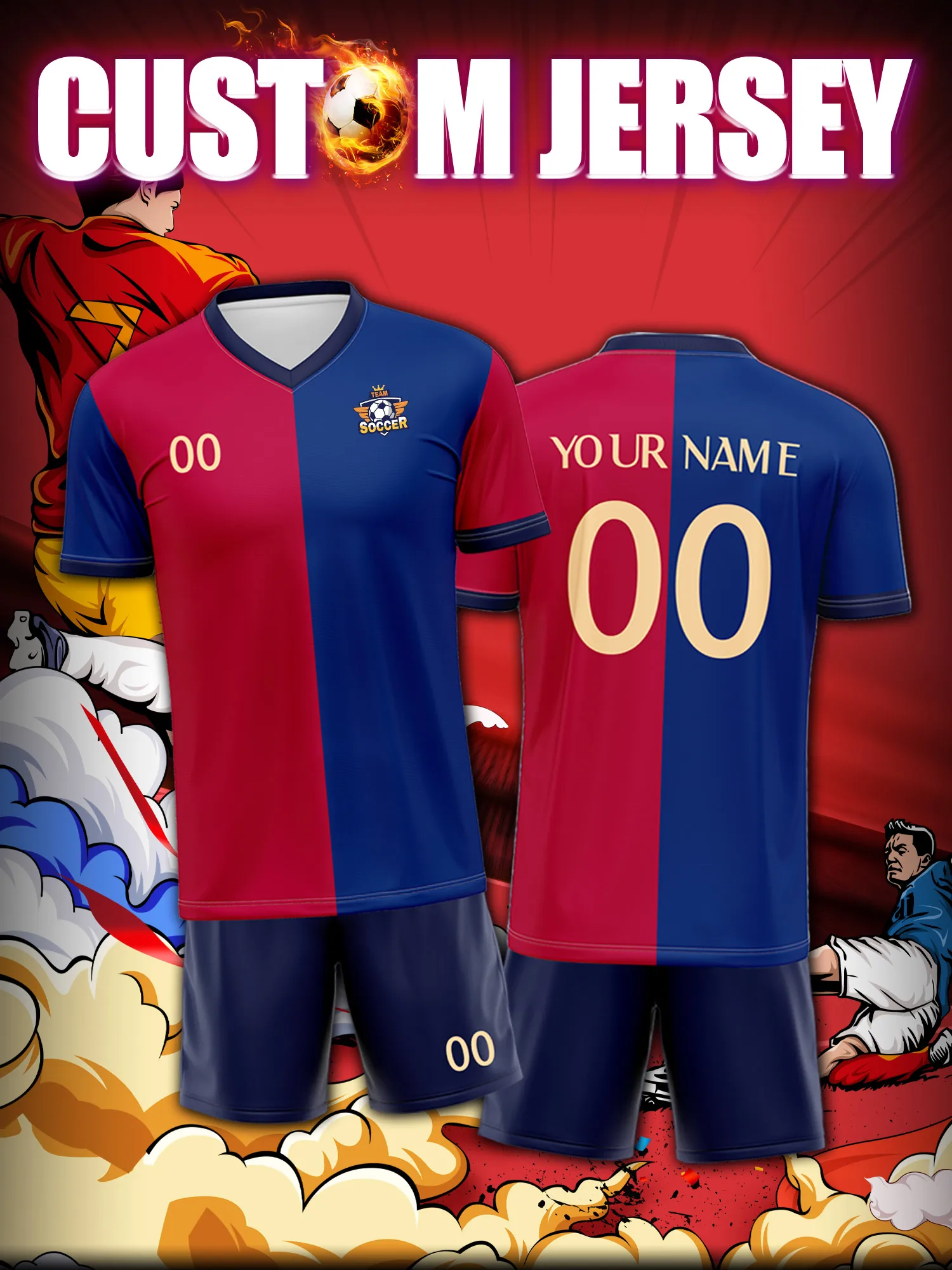 2026 Men's and Women's Customized Name and Number Sports V-Neck Jerseys, Quick-Drying, Fashionable, Sublimation Technology