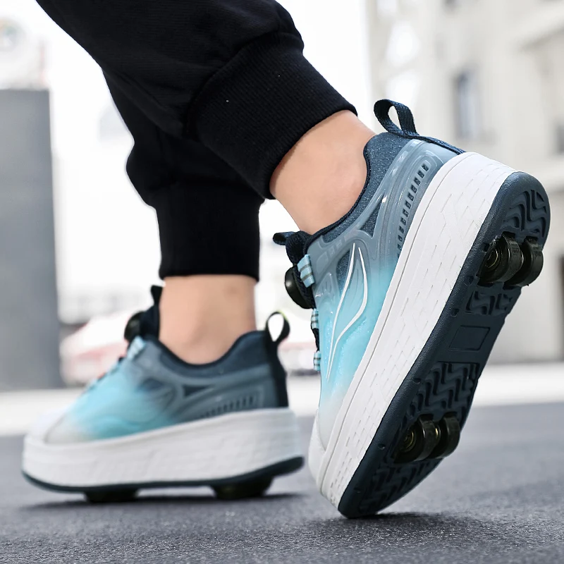 كعب شتوي وخريفي للأطفال: حذاء دوار دافئ جديد غير مرئي بأربعة عجلات قابل للسحب (للأولاد والبنات) #3