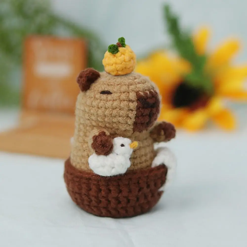 Cute Beginner Crochet Animal Kit with Crochet Hooks Handmade Capybara DIY Crochet Kit Non-Finished Product DIY Set Yarn Set Kit