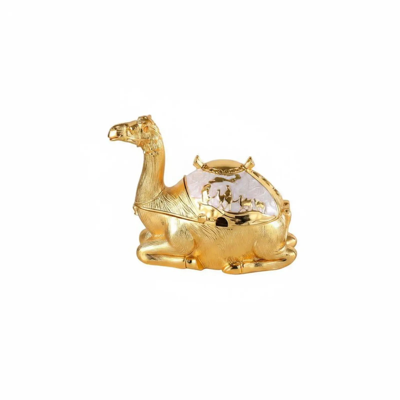 Camel Condiment Jar Gold-Colored Decorative Camel Jar Embossed Lidded Sugar Bowl
