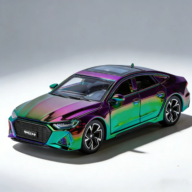 

Модель-копия RS7 из сплава 1:32 с гальваническим покрытием, со звуком и светом, откатным механизмом, открывающимися дверями, коллекционная игрушка, украшение, подарок для детей.