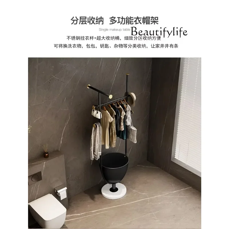 

aQ DS Simple Stainless Steel Black Titanium Coat Rack Floor-to-ceiling Hanger Storage Drying Rack Furniture