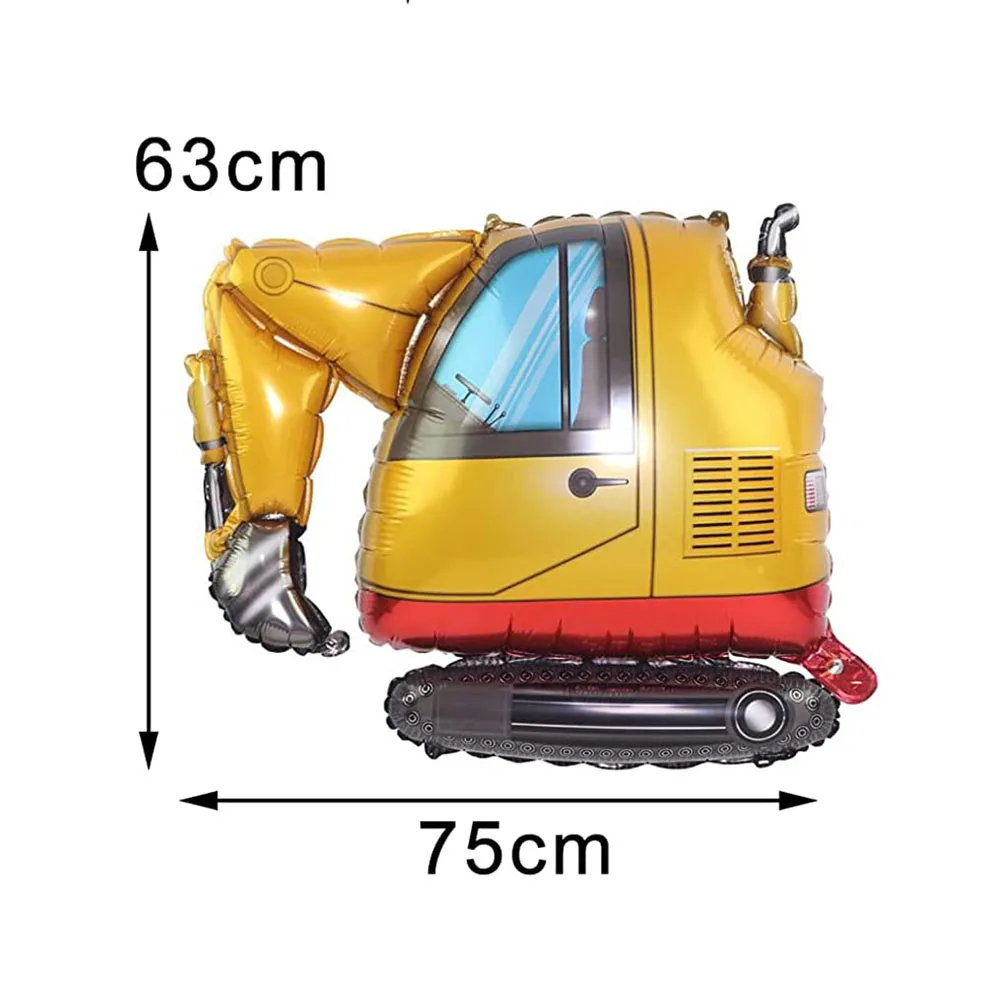 Globo de camión de construcción enorme, 5 piezas, incluye excavadora, grúa, camión de cemento, carretilla elevadora, cono de tráfico, globo de construcción, recuerdo de fiesta