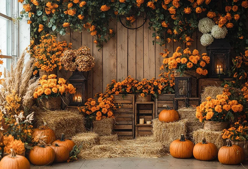 Mehofond التصوير خلفية الخريف الخريف الحصاد ريفي الحظيرة القش القرع الاطفال عيد ميلاد صورة ديكور خلفية استوديو الصور