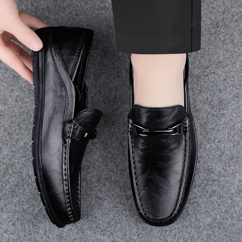 

2025 итальянские высококачественные лоферы ручной работы из натуральной кожи для мужского отдыха, качественные мокасины для мужского бизнеса