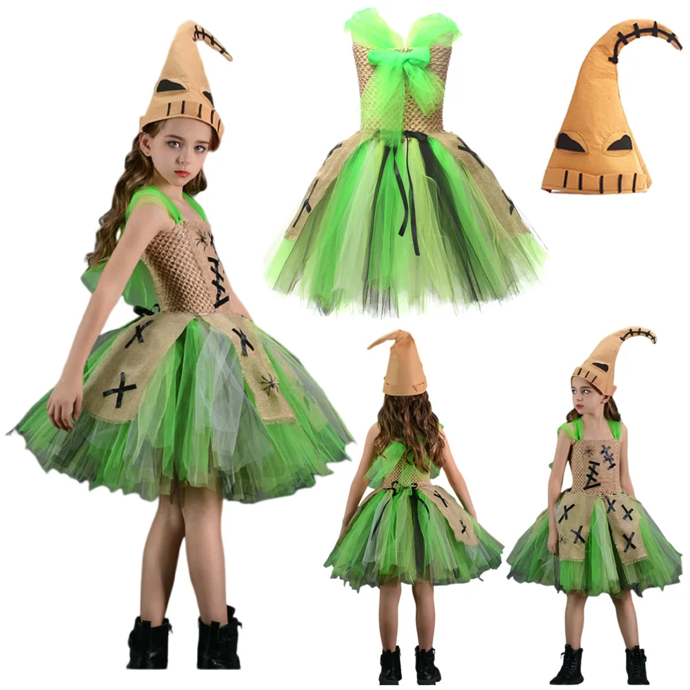 Children Oogie Boogie Cosplay Tutu Skirt Dress Movie Night Then Christmas Stage Costume Disguise Kids Fantasia Outfits