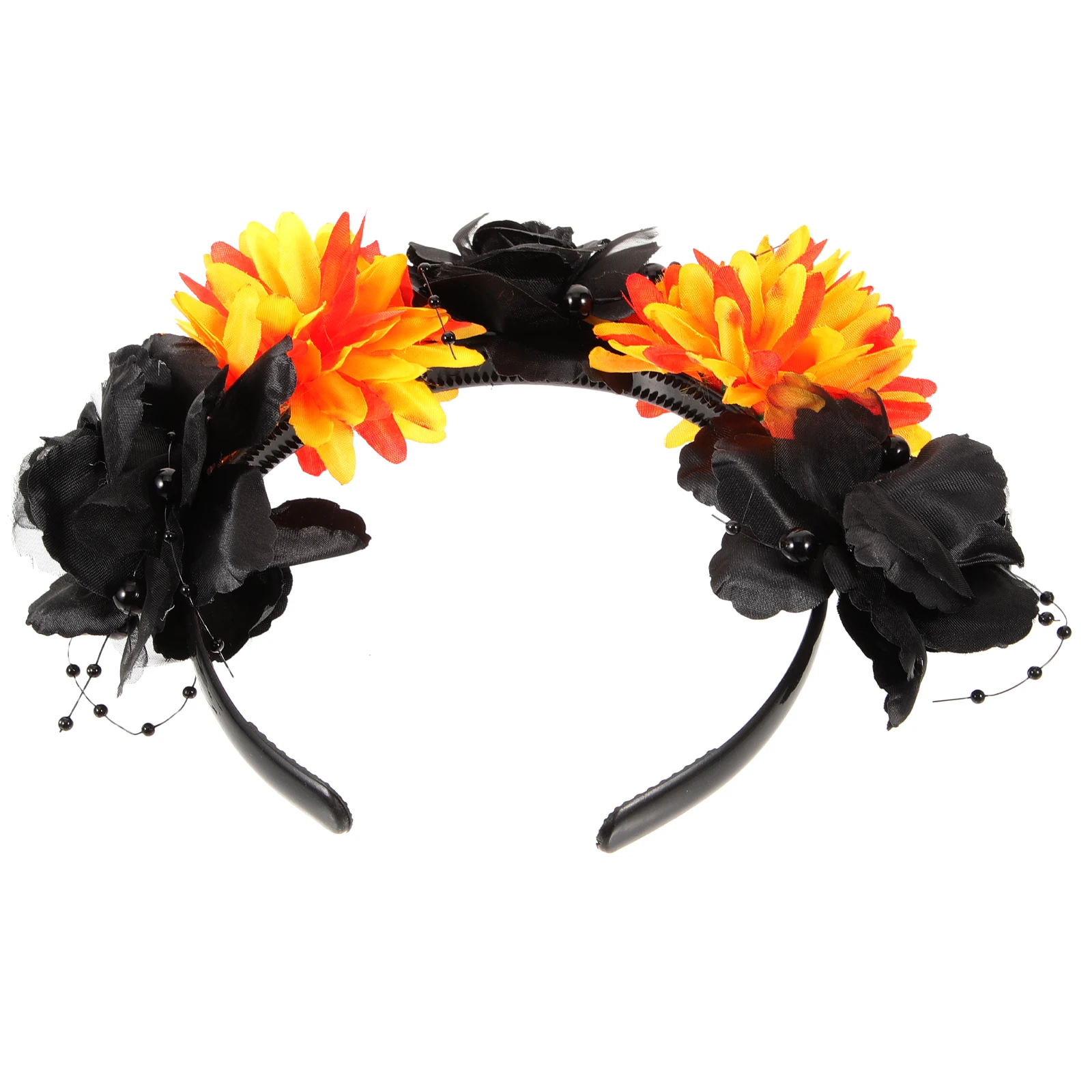 

Red Fabric Flower Skull Headb Halloween Gothic Cosplay Floral Crown Women Day of Dead Accessories Comfortable Stylish Hair B