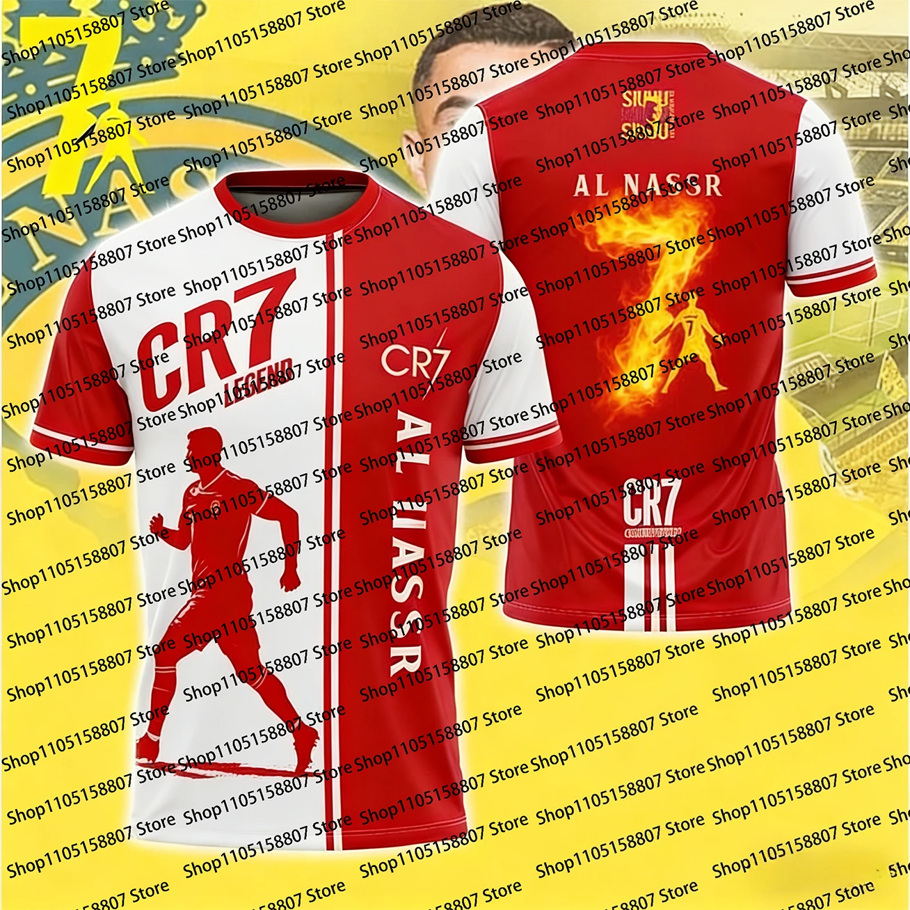 قميص تدريب كرة القدم EvoNova CR7 Al Nassr صيفي جديد لعام 2026 لكل من الرجال والنساء، قميص رياضي عصري سريع الجفاف