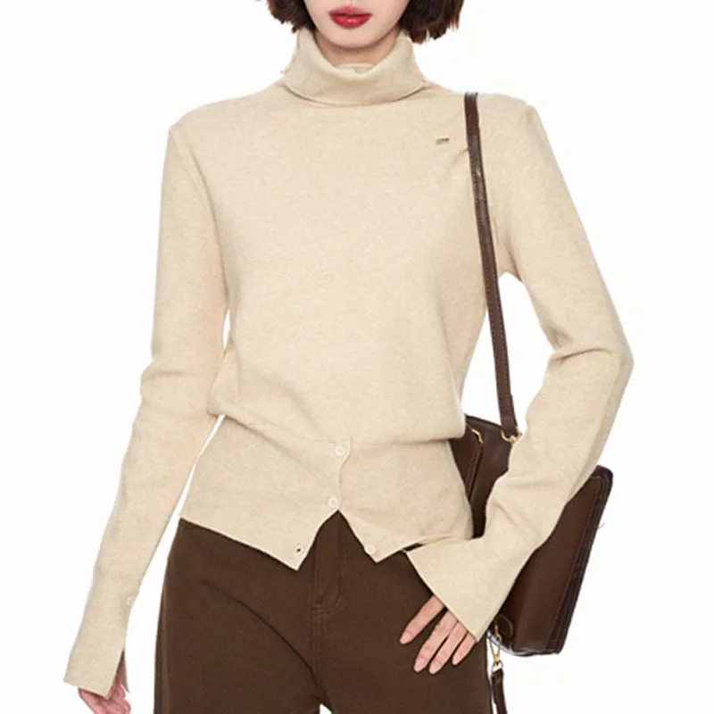 

Sueter Feminino New Long Sleeve Slim Knitted Sweater Women Pullovers Turtleneck Knit Sweater Pullover Women Tops Knitwears Q2043