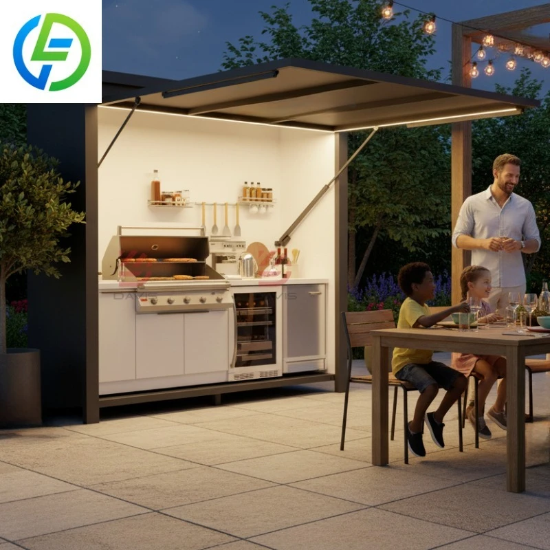 Outdoor Kitchen Factory Hot-selling Electric Smart Module Garden Cabinet Integrated Aluminum Alloy Kitchen Cabinet Set
