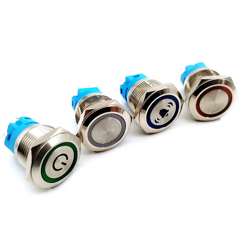 19mm Metal Button Switch Bell Instantaneous Locking Fixed Switch Power Switch Button LED Light 3V 6V 12V 24V 220V