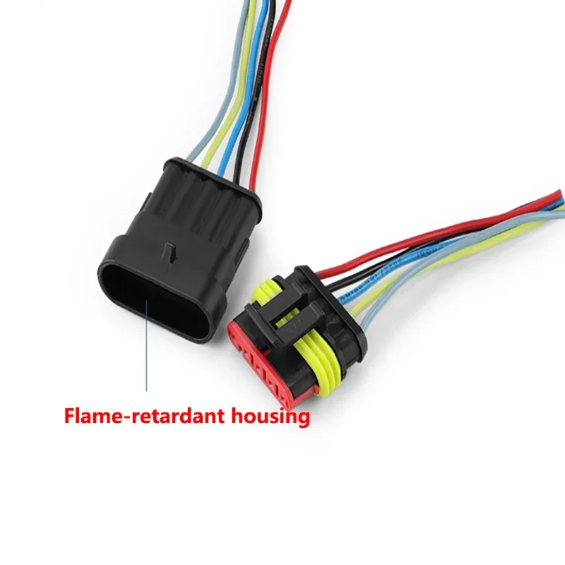 5Sets AMP Waterproof Electrical Auto Connector Male Female Plug with Wire Cable harness for Car Motorcycle 1P 2P 3P 4P 5P 6P Way