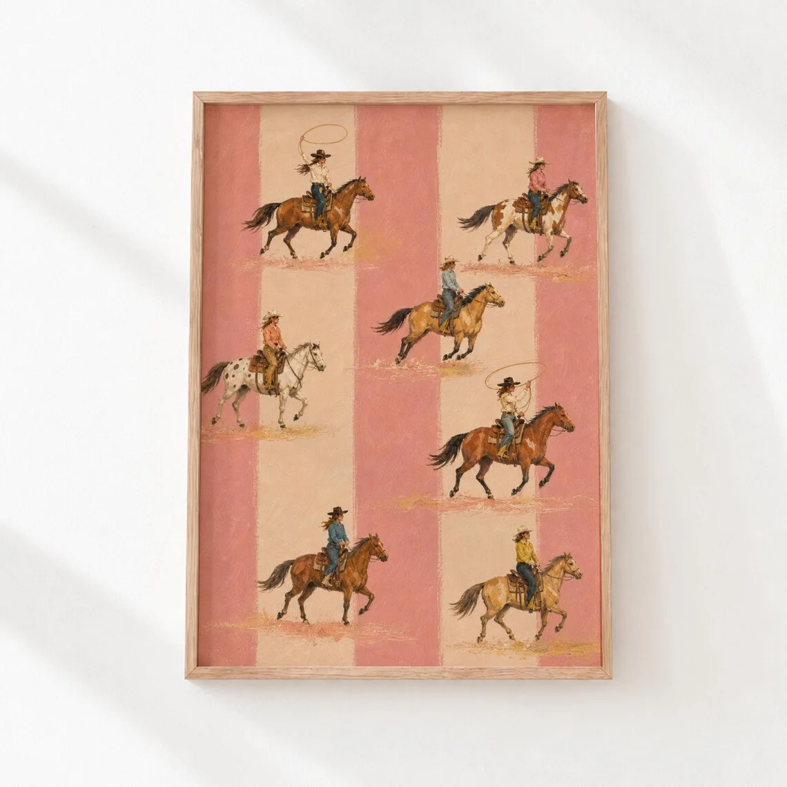 Vintage Western Cowboy Rodeo Print, Retro Horse Riders Printable Wall Art
